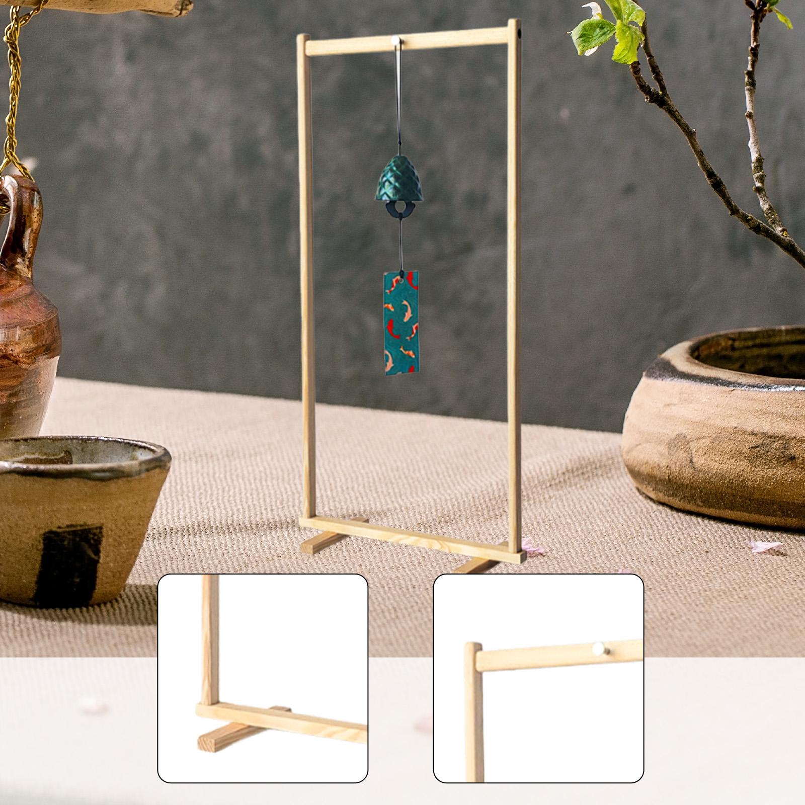 Wind Chime Stand Gong Stand Wooden Stable Decorative Multipurpose Chime Hanger Hanging Rack for Countertop Meditation Desktop 36cm