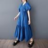 Short Sleeve Plus Size Denim Vintage New In Dresses for Women Casual Loose Long Summer Dress