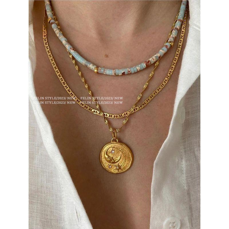 Niche Style Fashion Star Moon Female Accessible Luxury Clavicle Chain Gold Cake