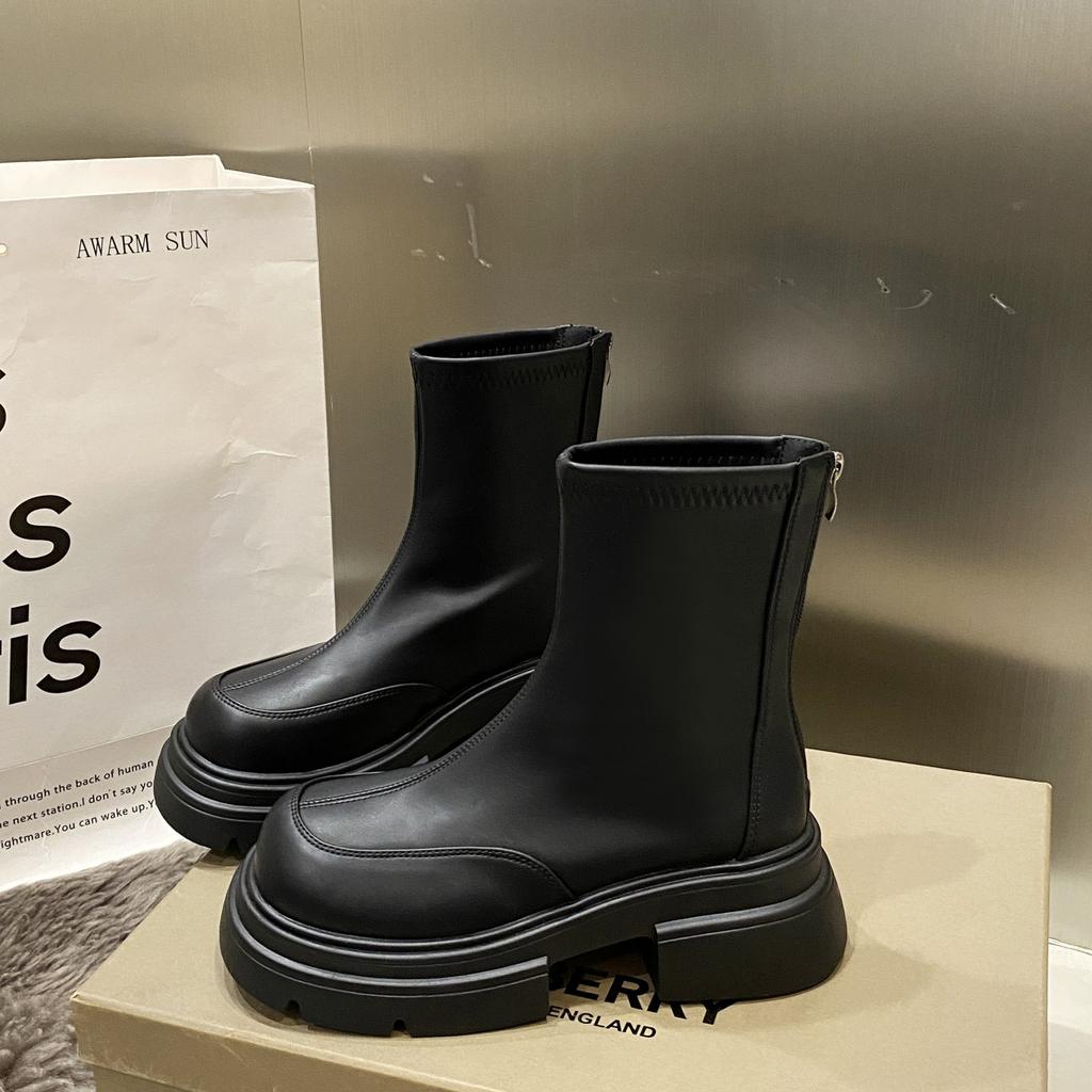 High sense fashion boots women's 2024 new fashion temperament short boots thick heel thick sole Martin boots tide