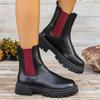2024 New Fashion Versatile Color Matching Women's Nude Boots Round Toe Thick Sole Non-lace Cuff Spring and Autumn Women's Boots