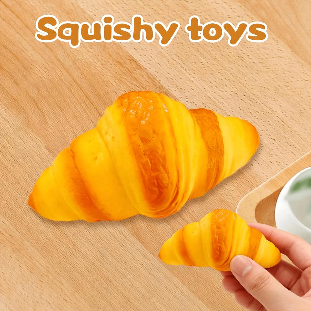 1pc Croissant Squishy Toy, Slow Rising Bread Shape Stress Reliever, Soft Cute Relaxing Food Toy for Gift Bag