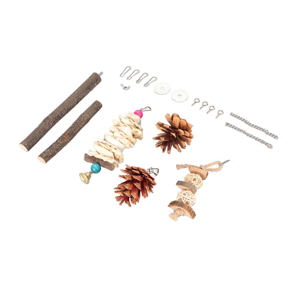 Parrot Chew Toys Multipuropse Logs Pine Cones Cuttlefish Bones Corn Leaves Bird Chewing Tearing Toy