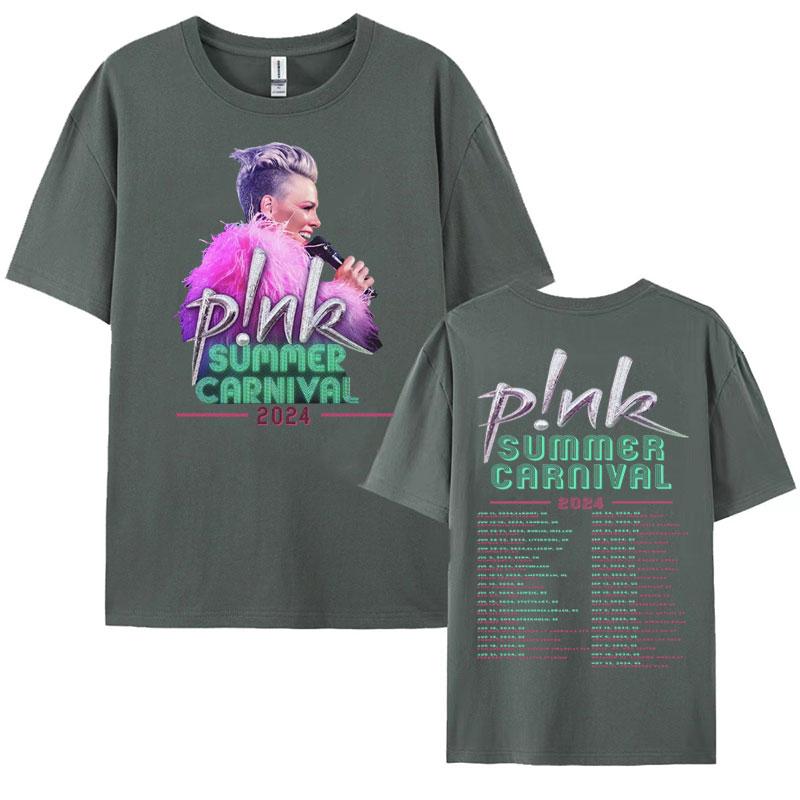 Pnk Pink Singer Summer Carnival 2024 Festival WORLD Tour Tee Shirt Womens Men Clothing Aesthetics Oversized Tshirt Streetwear