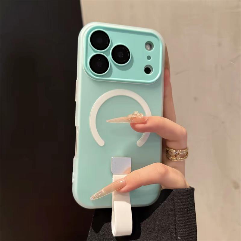 Für Magsafe Magnetische Handyhülle Griff mit Silikon-Fingerband Für iPhone 17 Air 15 14 16 13 12 Pro Max 11 Schutzhülle Weiche Abdeckung