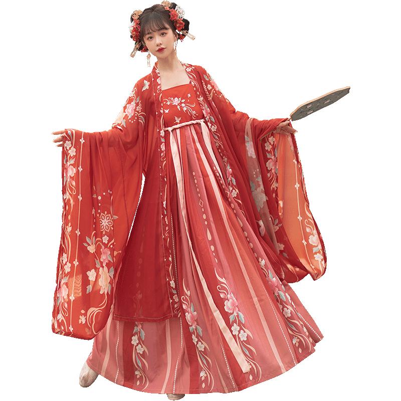 Originale Cinese Stile Dinastia Tang Gonna Hezi Set Hanfu - Abito Tradizionale Ricamato Monopezzo da Donna