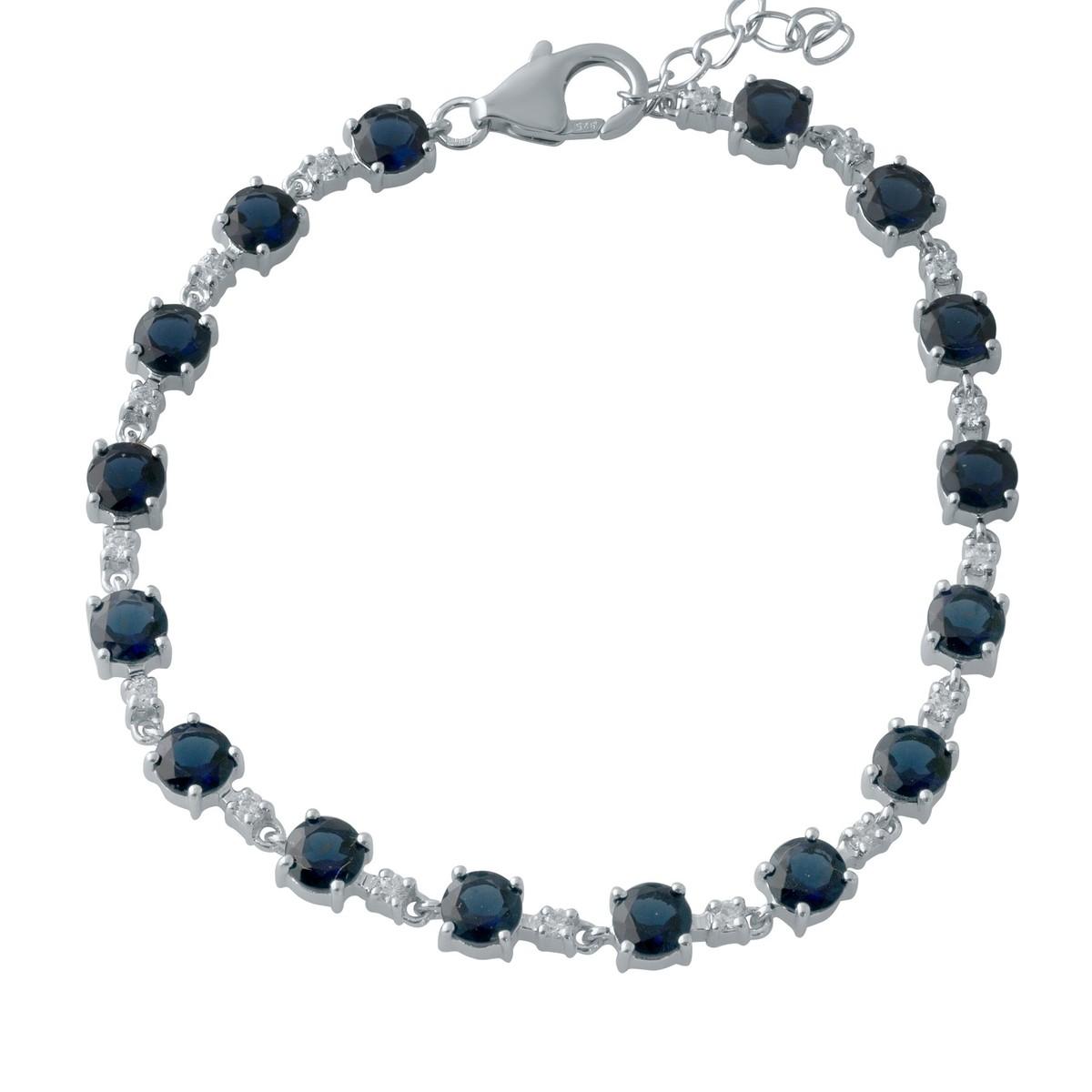 

Срібний браслет із сапфіром nano 6.43ct, вага виробу 7,63 гр (2007760) 17-20cm синій