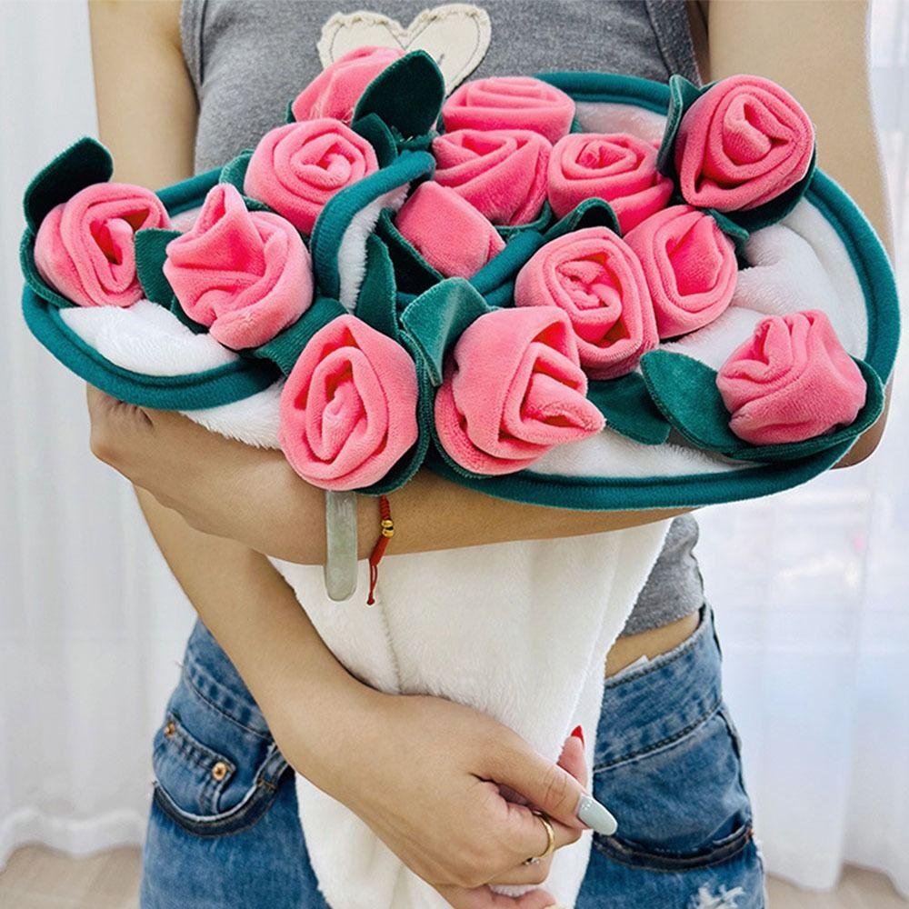 Flannel Rose Blanket Finished Product Rose Nap Blanket Portable Artificial Flowers  Confession Gift