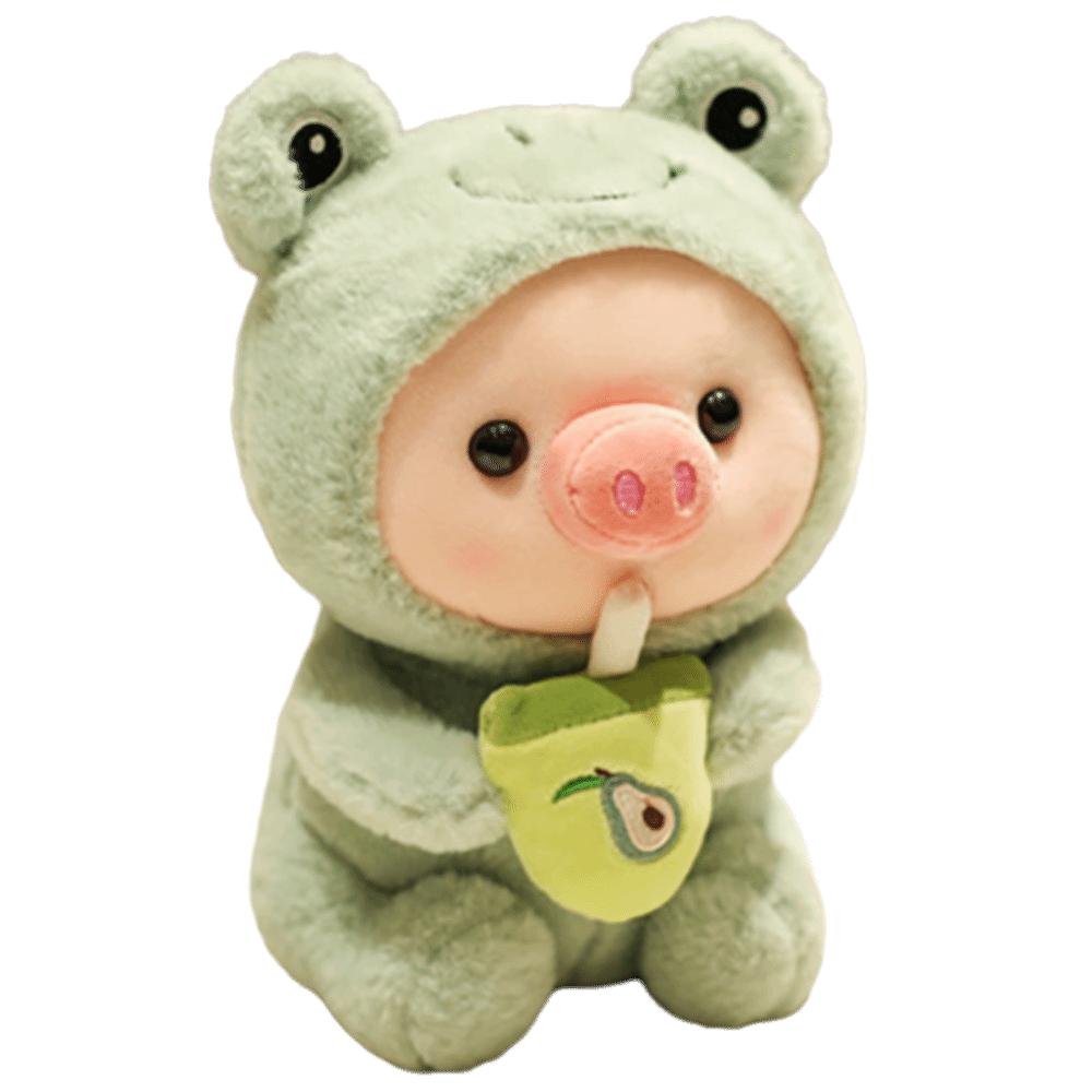 Kawaii Style Cartoon Pig Plush Toy Rabbit Hat Stuffed Animals Bubble Pig Plush  Bed Decoration Style 2