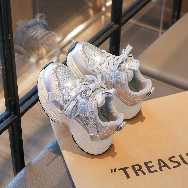 Classmate girls little white shoes spring and autumn new leather soft baseplate shoes medium older boys boys shoes children's sports shoes
