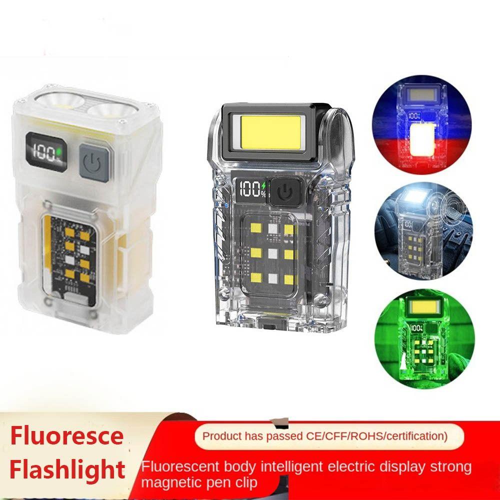 LED Display Fluoresce Flashlight Rotatable Head Portable Torch Mini Hat Clip Light  Night Running