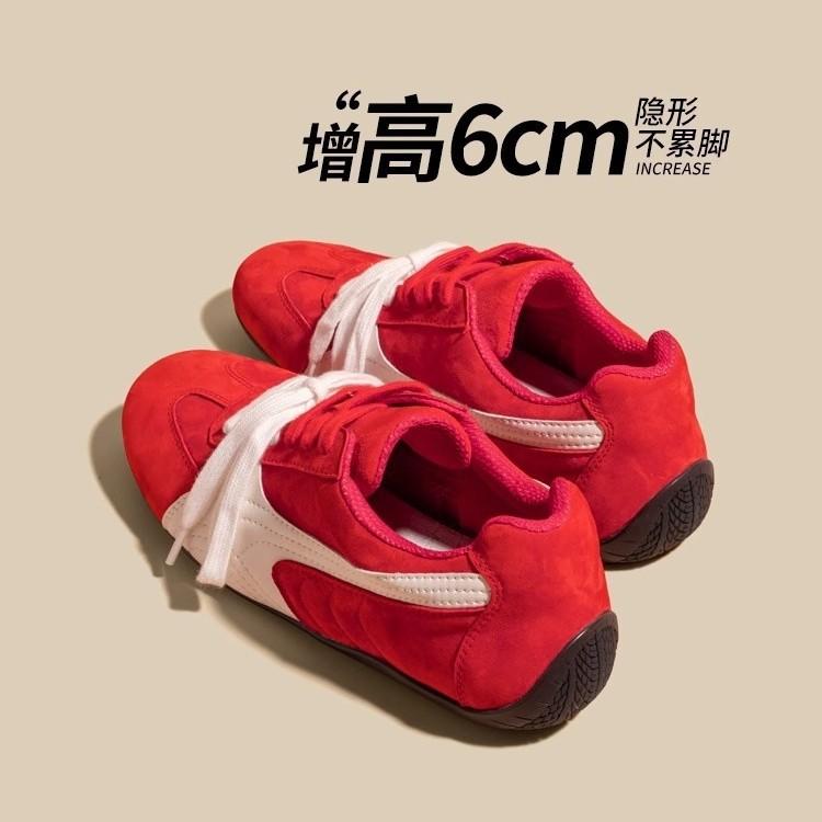 Lusi has the same inner height-increasing German training shoes for women's summer new retro red racing shoes versatile flat-bottomed casual F