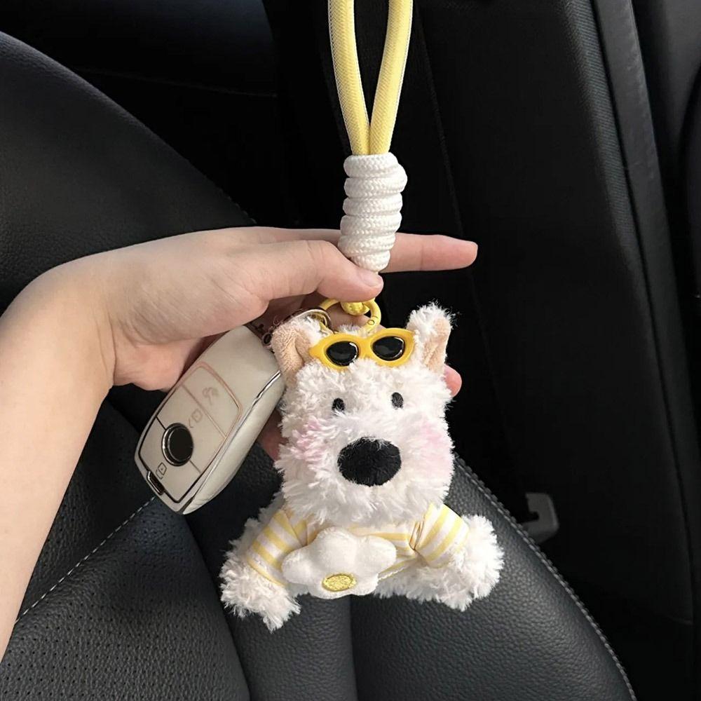Cute Cartoon West Highland Dog Keychain  Stuffed Dolls Puppy Pendant Hanging Ornament Backpack Key Chain Bag Accessories