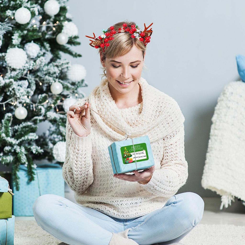 Cute Christmas Gift Stickers - Glossy Surface,Paper Bag&Closure&Name Stickers,Can Write Christmas Packaging Gift Stickers Labels