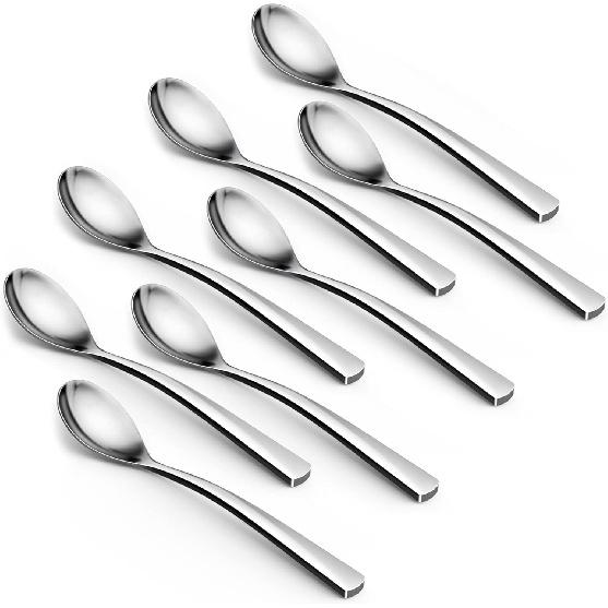 Coffee Spoons,4-Piece GLAMFIELDS Teaspoons with a Long Handle, 6.1"Demitasse Espresso Spoons Set Food Grade Stainless Steel Small Serving Spoons for