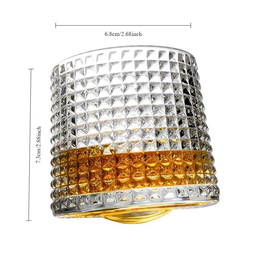 160ml Creative INS Rotating Whiskey Glass Tumbler Rotatable Fashioned Glass Cup Barware Old Fashioned Wine with Wooden Base Cups