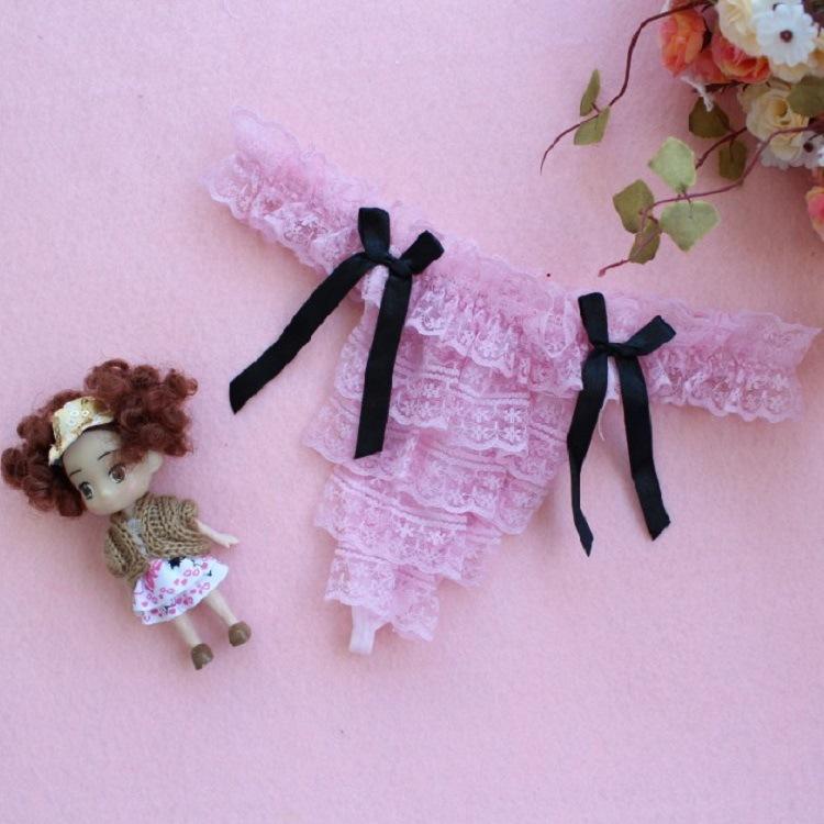 Deal with Loss-making Lingerie Panties Girls Sexy Cascading Lace Transparent Thong Bow Temptation