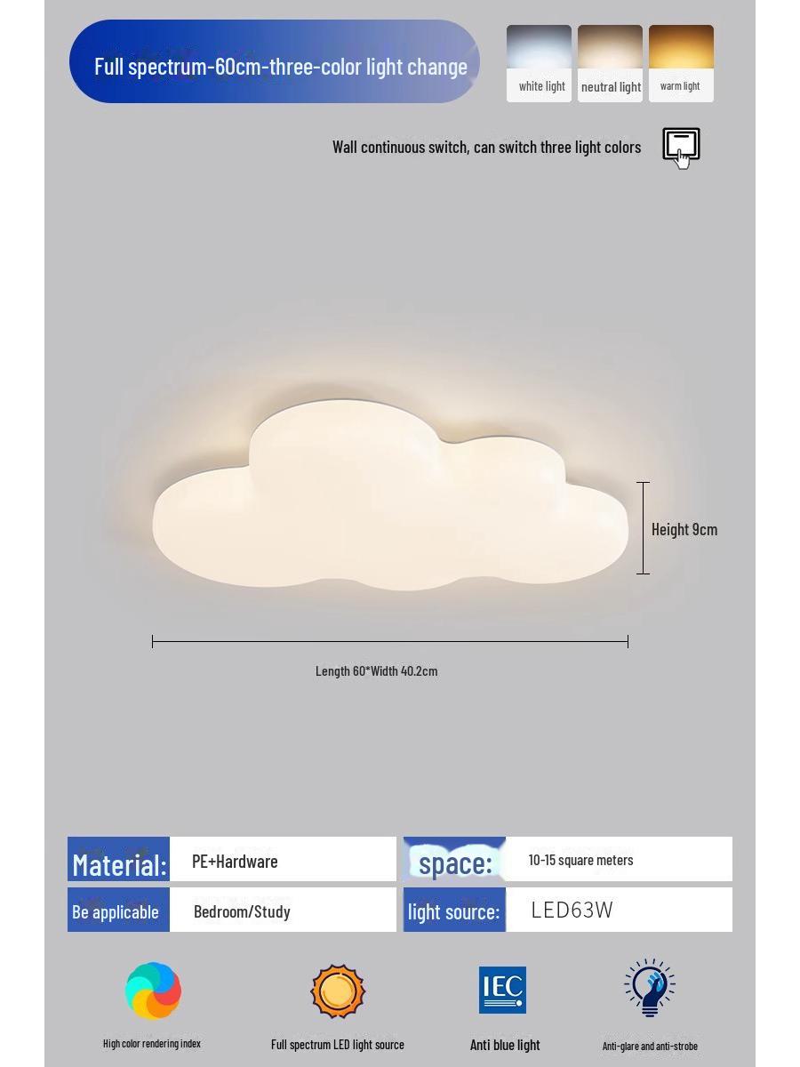 

«Современный детский потолочный светильник Cream Cloud — полная защита глаз для спальни и кабинета» Stepless dimming with Tmall Genie