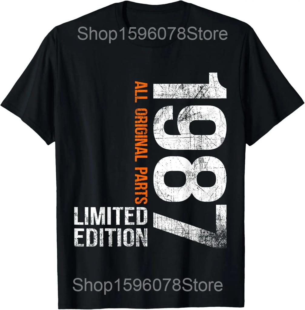 Vintage 1987 Classic Birthday 1987 Cassette Tape T Shirts Humor Streetwear Tee Shirt Short Sleeve Unisex Loose Clothing