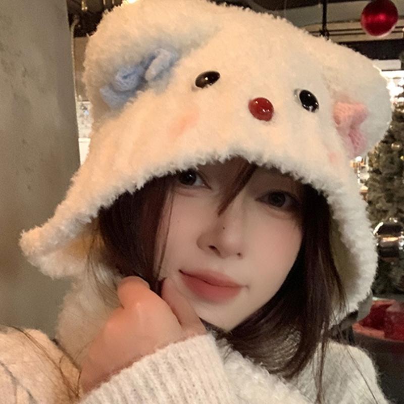 Bear Ears Hat Outdoor Ear Protecting Hat Travel Essential Hat Snowmen Hat for Cold Weather