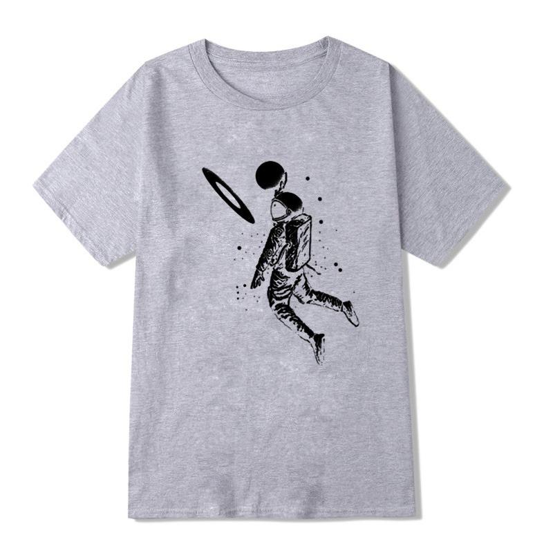 Unisexs TShirt High Quality Cotton Blend Funny Moon Astronaut Print Summer Casual Loose Unisex Tshirt ONeck Male TShirt Tees Tops