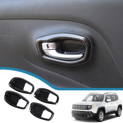 Wewnętrzny uchwyt drzwi samochodu misa dekoracyjna pokrywa naklejki rama dla Jeep Renegade 2016 2017 2018 2022 akcesoria