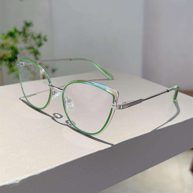 Luxury Brand High Quality Frame Women Trendy Retro Metal Glasses Blue Light Blocking Vintage Cat Eye Decor Eyewear