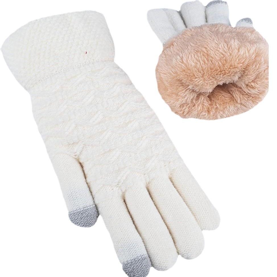 Cross Layer Gloves with Thick Velvet and Jacquard Knitting for Warmth Winter Cycling and Skiing Gloves