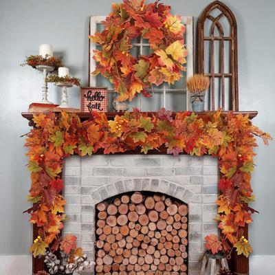175/200CM Artificial Maple Leaf Garland Home Garden Indoor Outdoor Hanging Faux Red