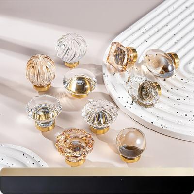 Crystal Brass Handle Round Pigeon Egg Hot Air Balloon Drawer Cabinet Door Pull Transparent Wardrobe Single Hole Knob