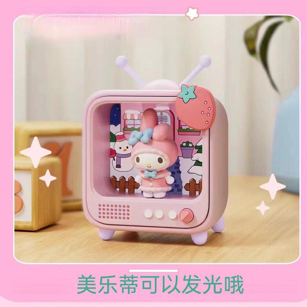 Kawaii Sanrio Character Tv Channel Series Luminous Night Light Toys Anime Kuromi Cinnamoroll  Girls Desktop Ornaments