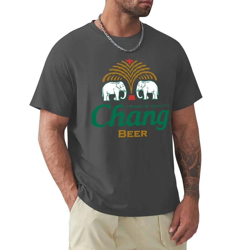 Thailand Chang Beer Bottle Label ?????? ???? T-Shirt Hippie Clothes Sweat T-shirts for Men Cotton