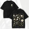 Vintage Wildflower Shirt, Retro Botanical Garden Black Acid Wash Tee, Cottagecor