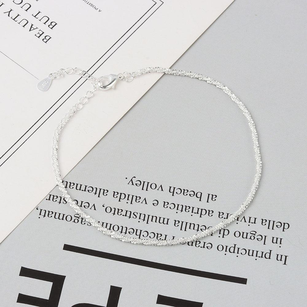 Buyee 925 Silver Simple Anklet Chain for Women Fashion Fine Jewelry Foot Legs Anklets
