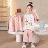Cotton Kids Pajama Set Girls Short Sleeve Long Pants 3-Piece Family Matching Sleepwear