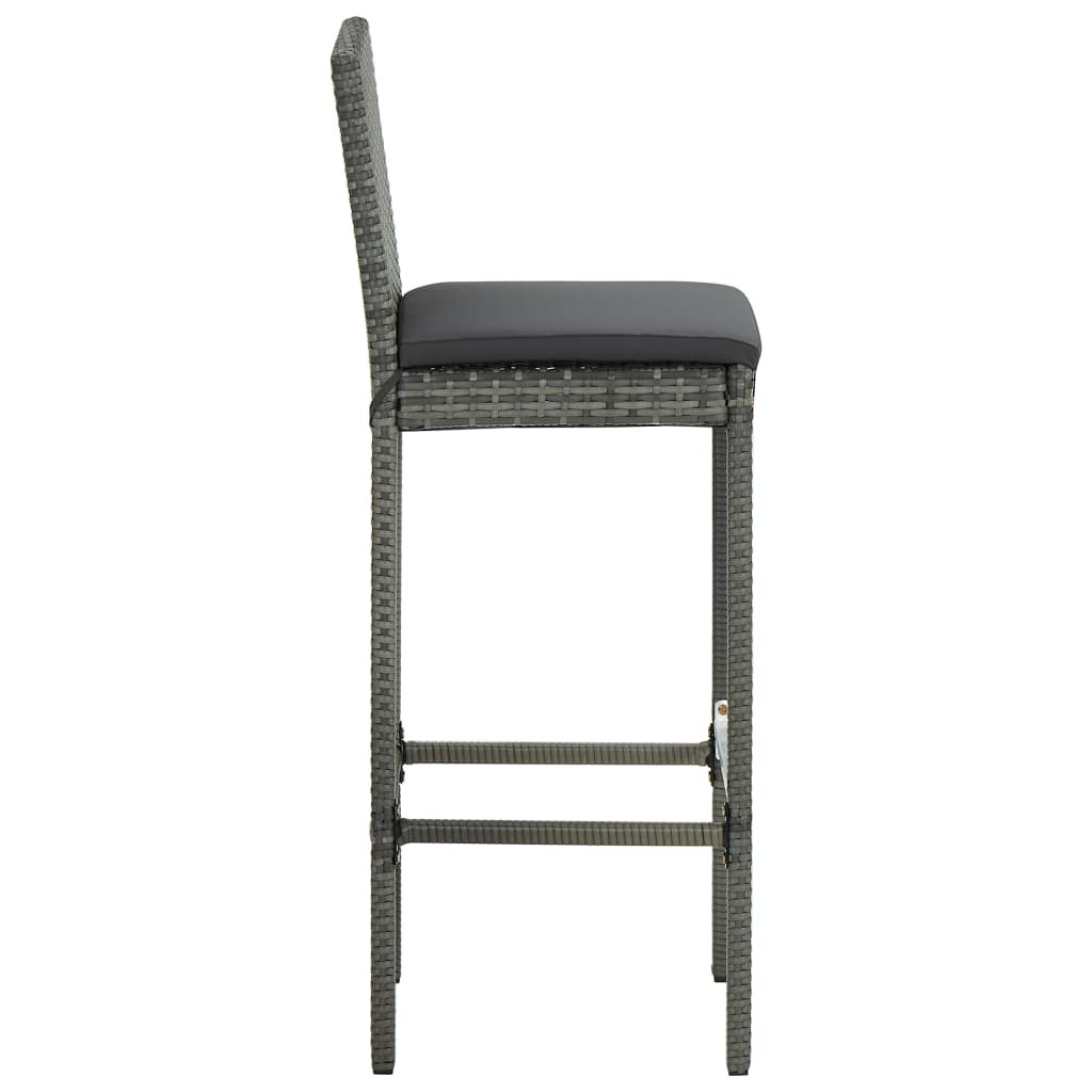 Garden Bar Stool with Cushion 4 pcs Grey Poly Rattan
