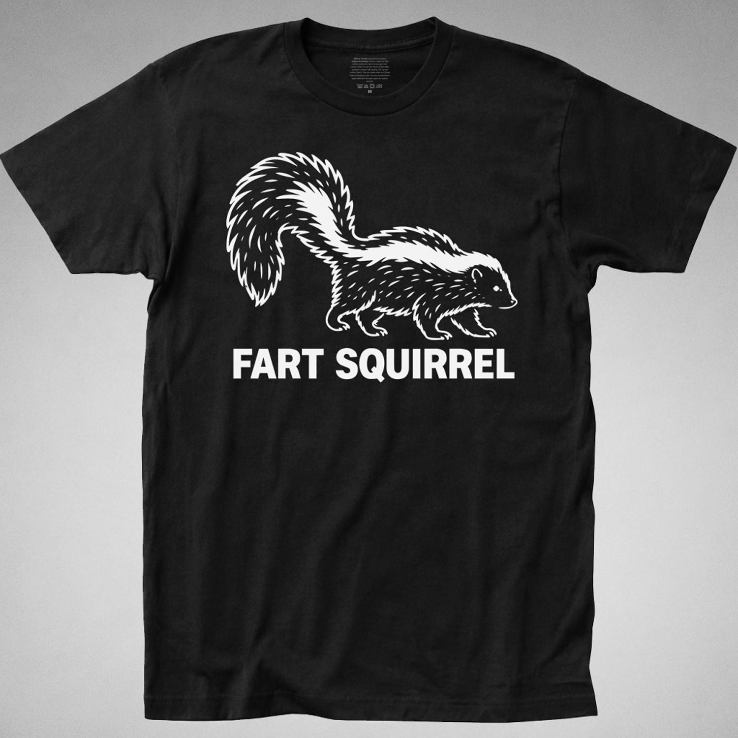 Fart Squirrel T-shirt retro skunk animal funny sarcastic humor camping gift joke S