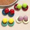 Korean Style Geometric Resin Color Block Stud Earrings - Women's Light Luxury Round Hoops Jewelry