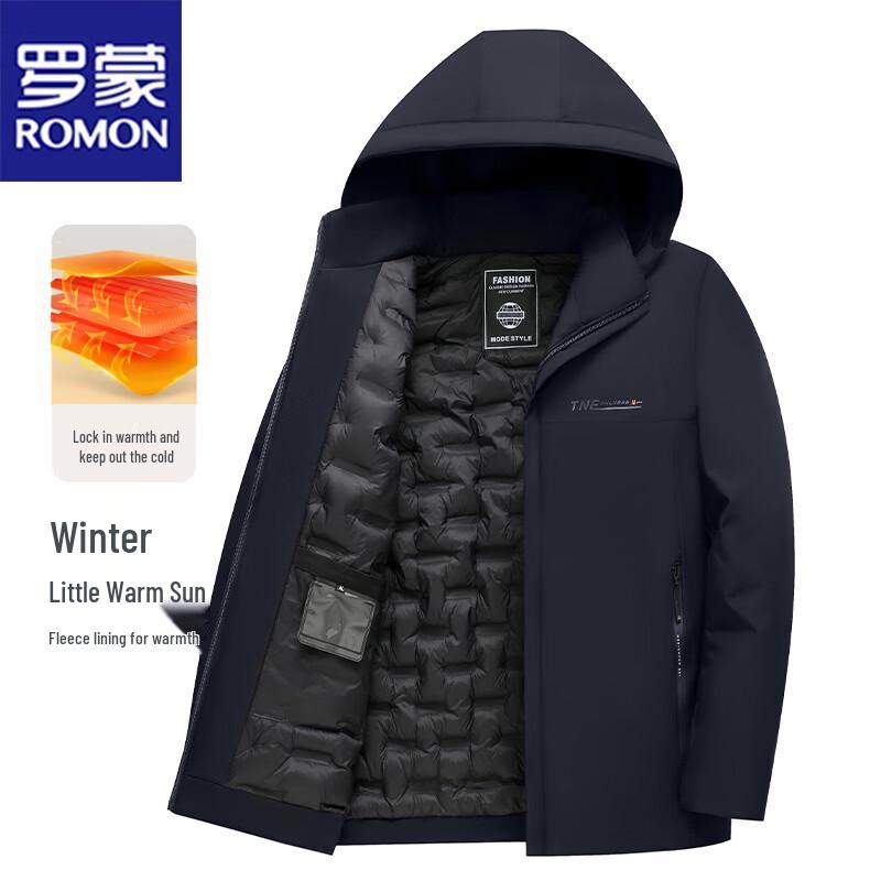 

ROMON Men s Detachable Hooded Warm Cotton Coat XL