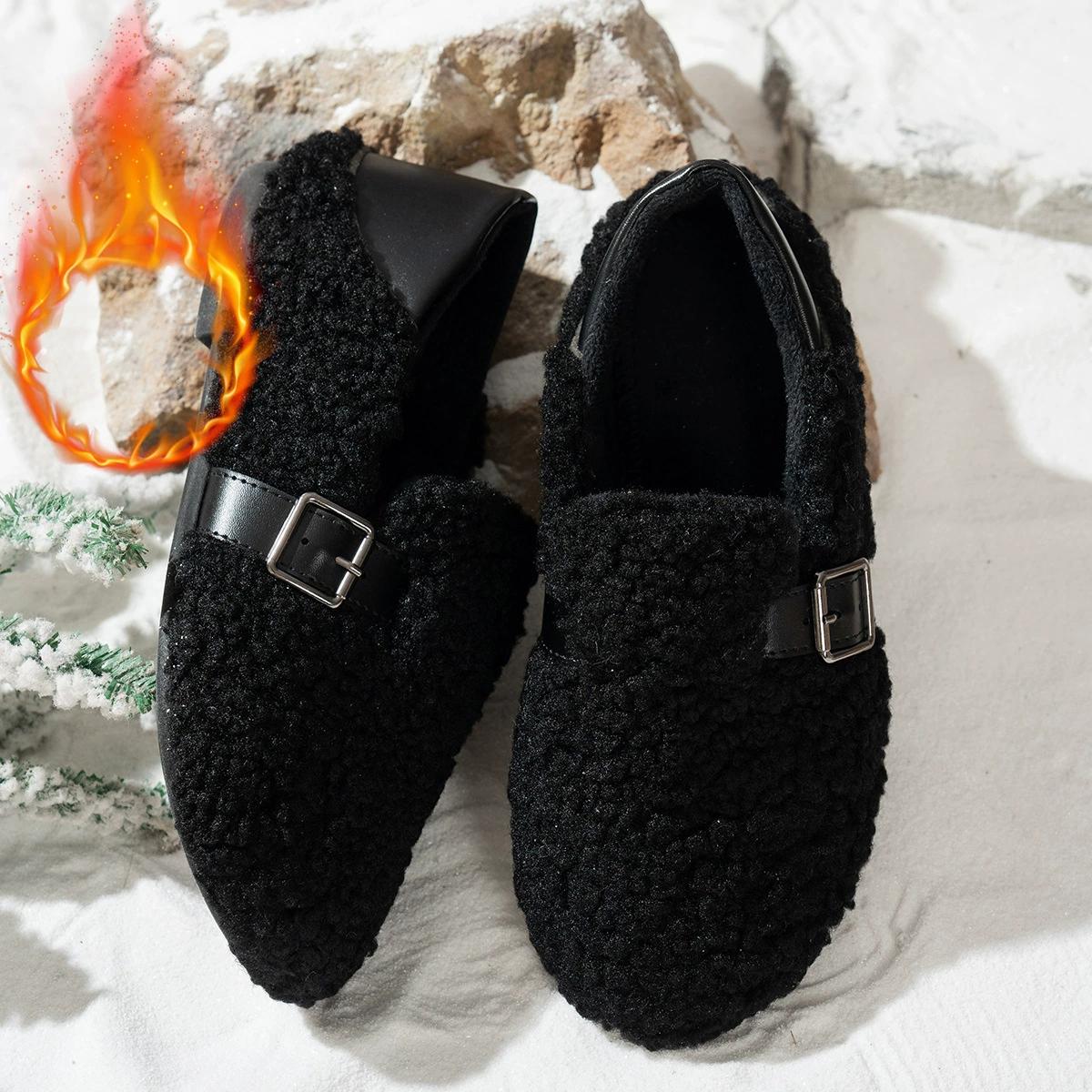 

Low Cut Lamb Wool Warm Bean Cotton Mop Fashionable Nest Cotton Shoes 36 чорний