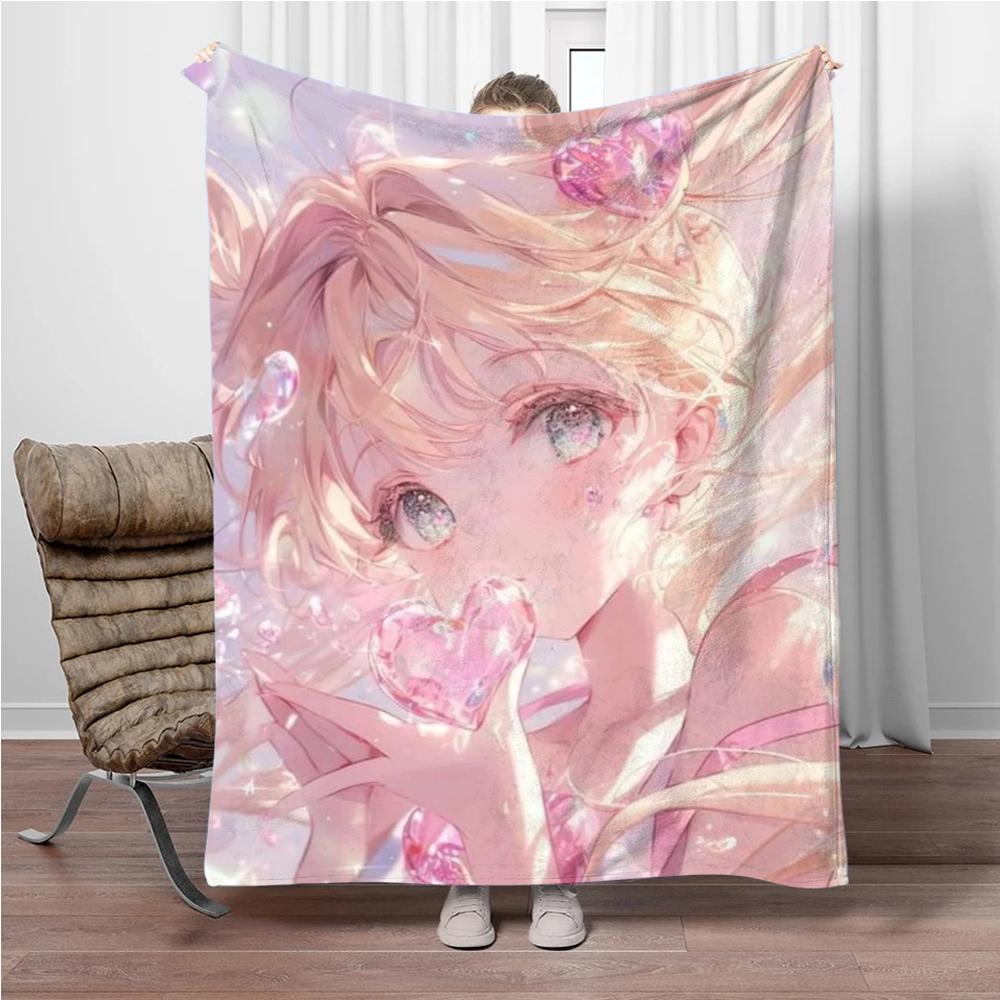 

Flannel Blanket S-Sailor-Moon Children Warm Soft Blanket for Sofa Bed Cover Blanket Suitable for Birthday Souvenir Camping Gift 75x90cm