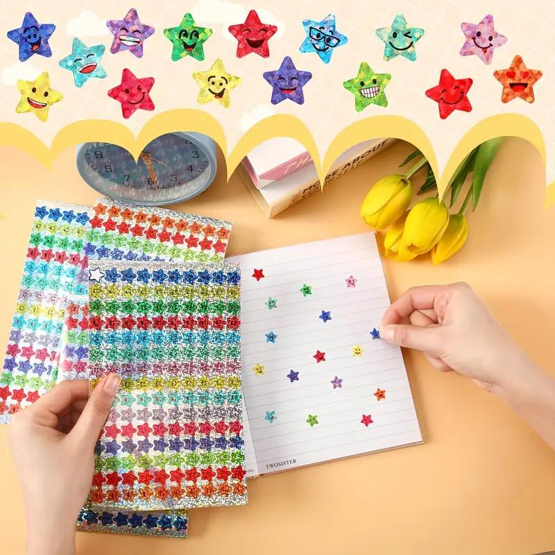 Glitter Foil Star Stickers: 15 Designs for Student Rewards
