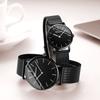 Couple Quartz Wrist Watches Lightweight Stainless Steel Mesh Band 30M Waterproof Fashion Round Dial