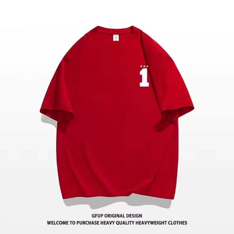 

Новая летняя футболка с короткими рукавами для мужчин, тренд в корейском стиле, простой топ с короткими рукавами, свободная повседневная брендовая футболка в гонконгском стиле 5XL вино красного