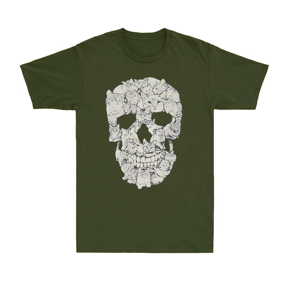 Cat Skull Cat Lovers Shirt Funny Kitty Horror Skeleton Vintage Unisexs Tshirt