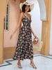 European and American Print Waist-Cinching Summer Midi Sling Dress for Women