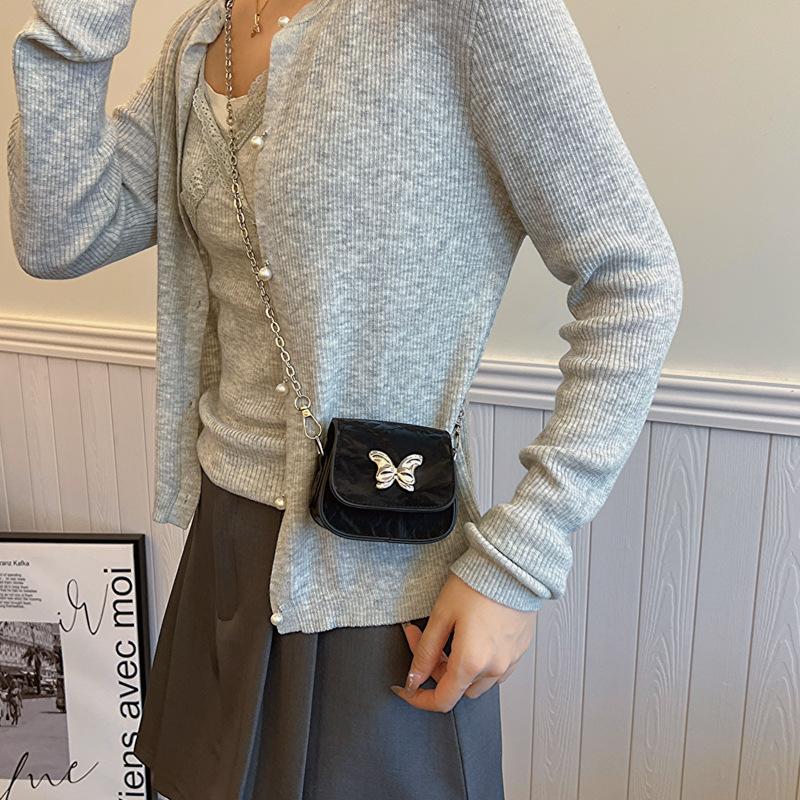 Niche Crossbody Bag for Women New Trendy Butterfly Saddle Bag Texture Niche Mini One-shoulder Lipstick Bag