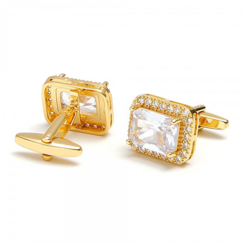 Light Luxury Jewelry Retro Zircon Gold Square Men s Cufflinks copper