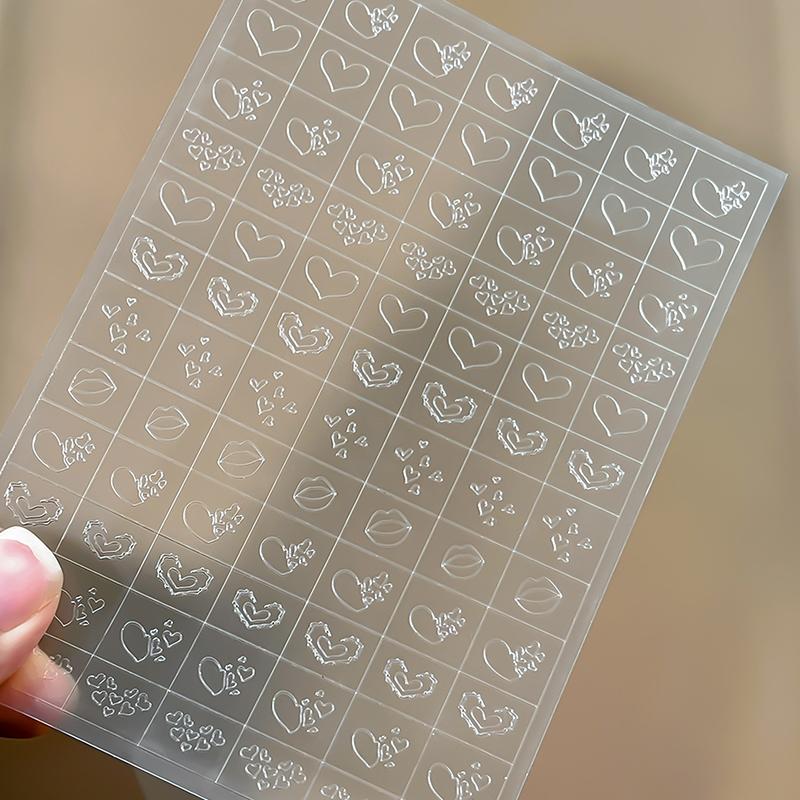 Nail Art Stickers Heart Shape Hollow Out Leaf Decals Adhesive Template for DIY Manicure Embellishment