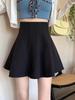 Women's Black High-Waist Fluffy A-Line Skirt - Spring 2024 Fashion